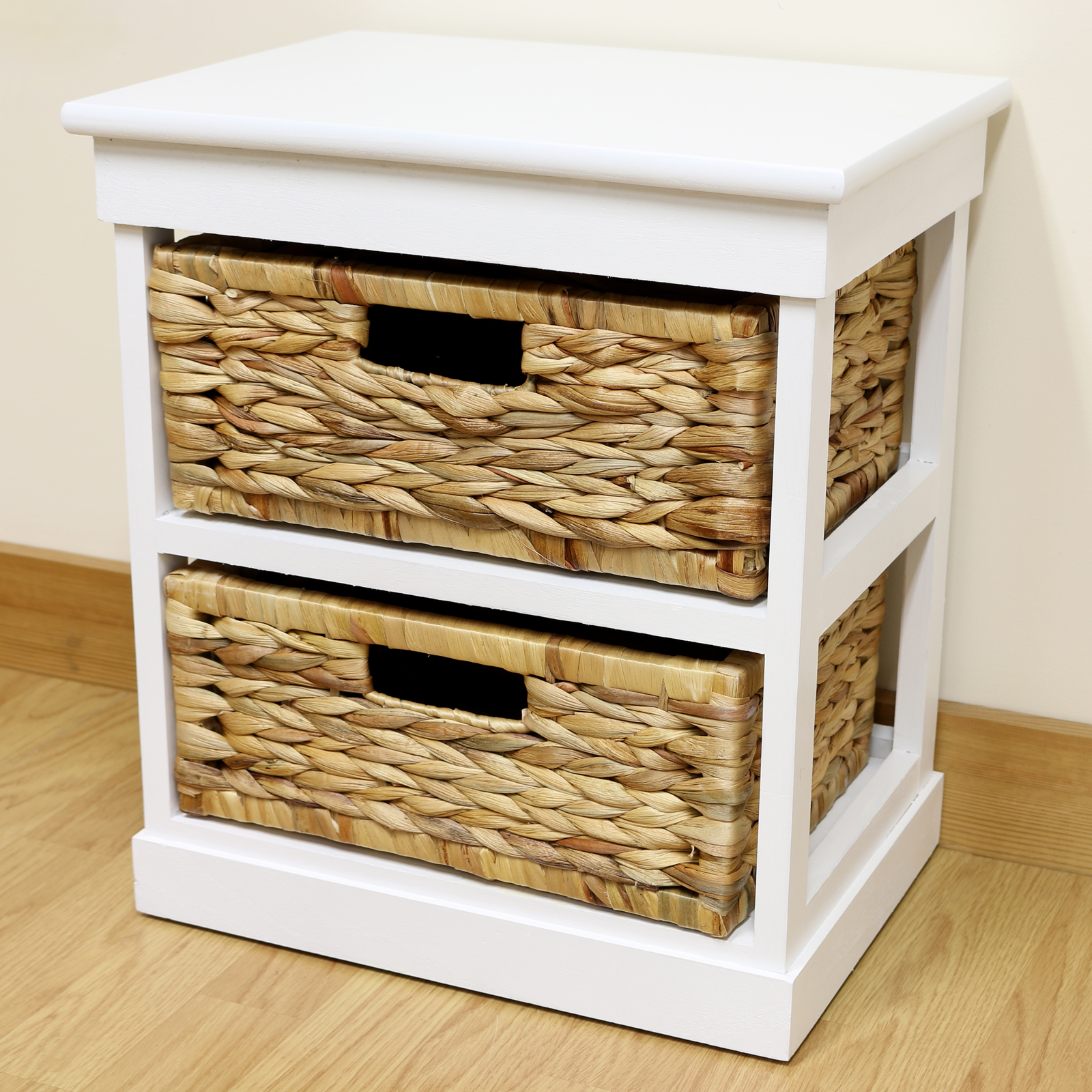 White 2 Drawer Basket Bedside Storage Unit/Lounge/Bathroom